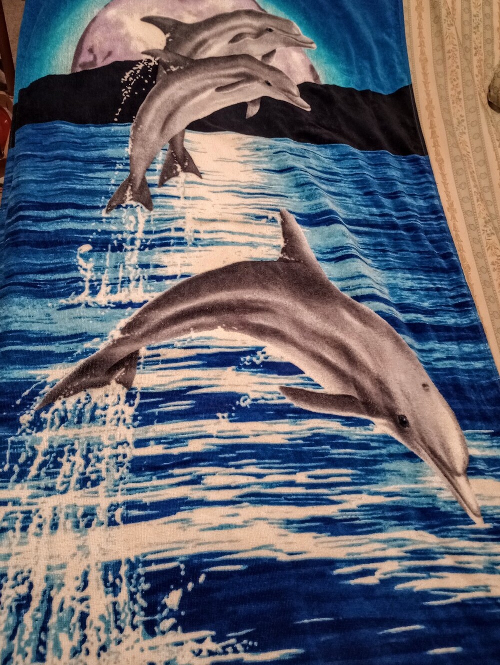 Dolphins  in the Blue Ocean  Print Beach Towel, New